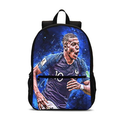 M-Mochila Esportiva Mbappes Football com Zíper Relâmpago Mochila Escolar Esportiva Mochila Escolar Jogador Estrela Mochilas para Livros