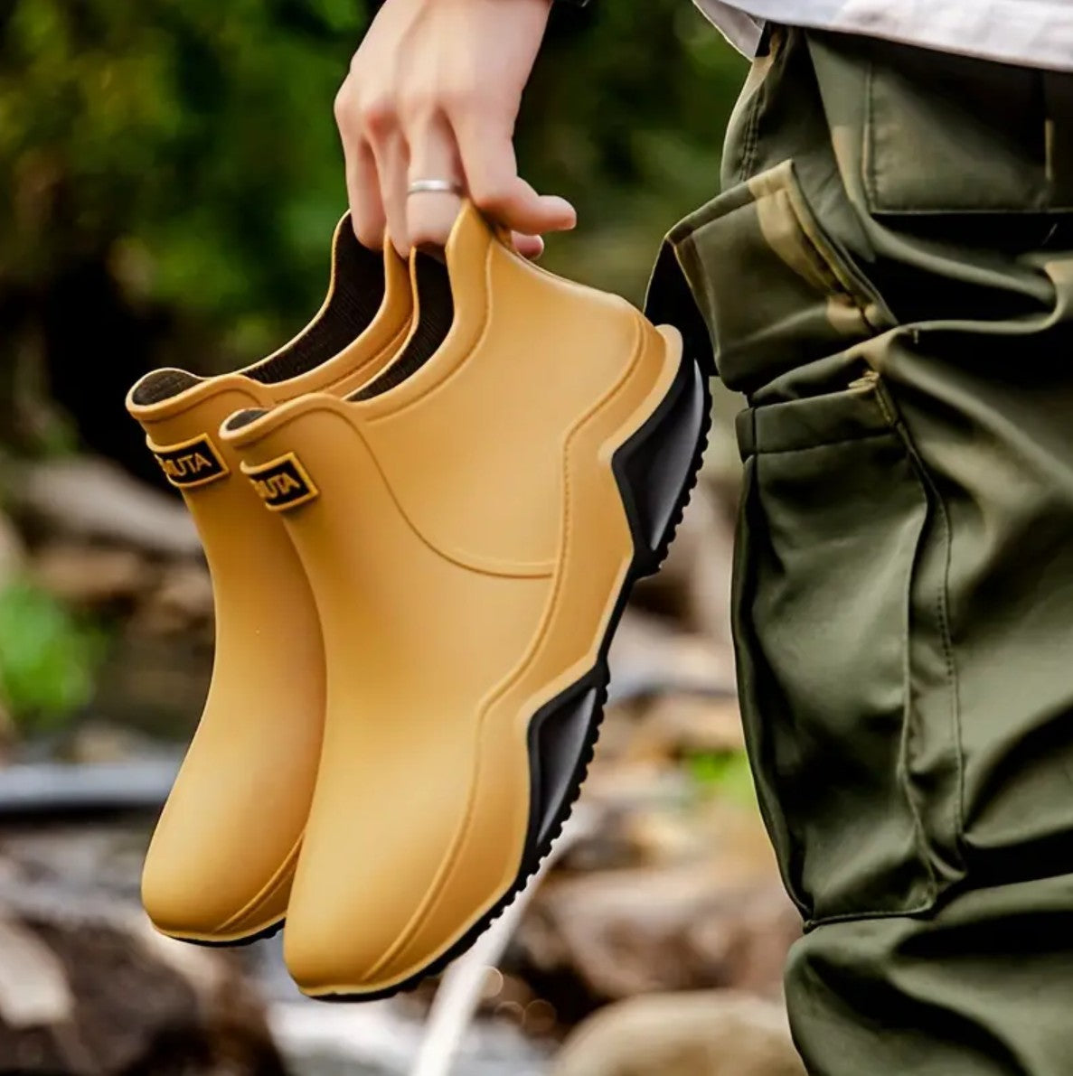Trendy Outdoor Kitchen Non-slip Rain Boots, Motorcycle Waterproof Shoes, Rain Shoes Rubber Shoes Water Shoes Fishing Shoes For W