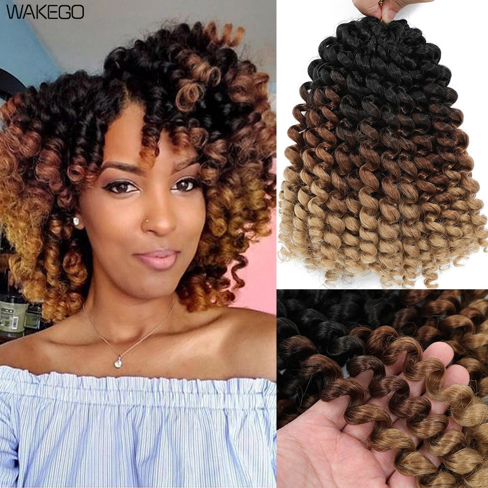 1-4 Pacotes 2X Ringlet Wand Curl Jamaican Bounce 8 polegadas Sintético Wand Curl Twist Braids Hair Crochet Cabelo Cacheado Extensões 20 Raízes