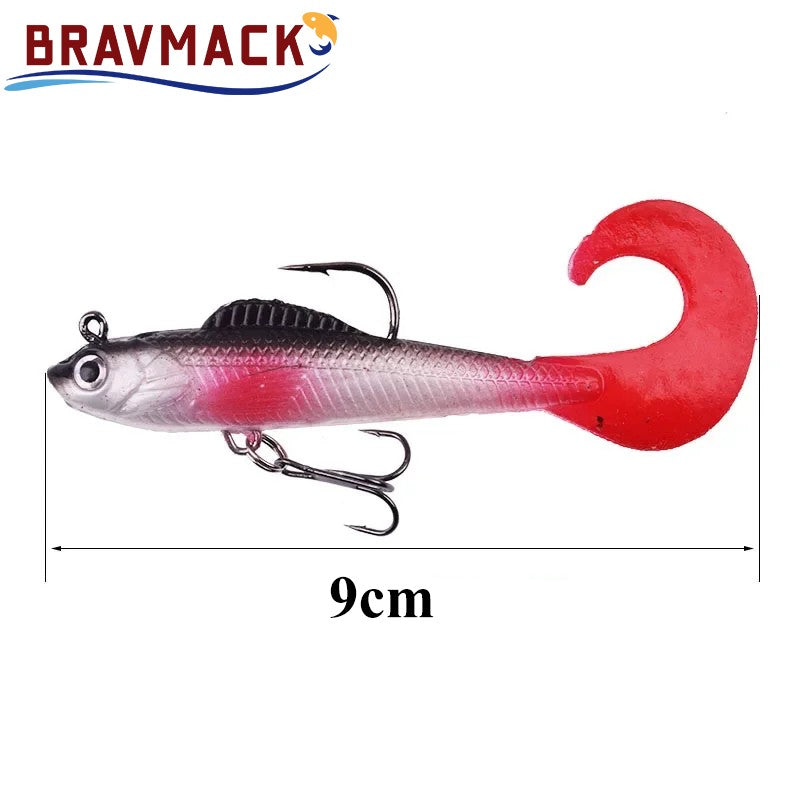 6 peças de isca de pesca com cauda de natação, jig, wobblers, iscas macias, isca artificial de silicone, isca de colher de carpa de robalo