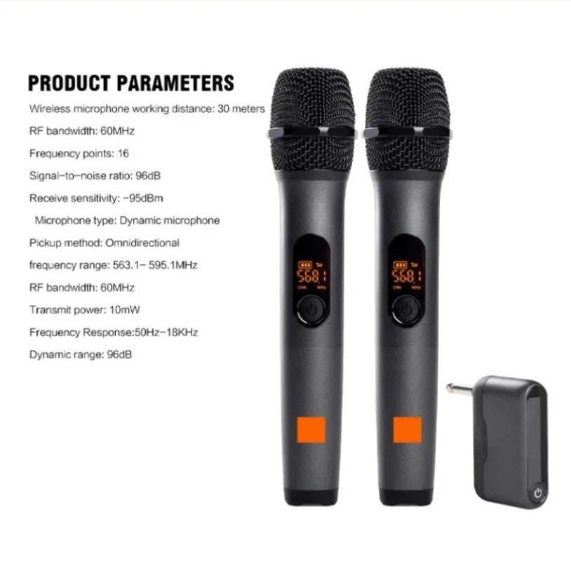 Microfone Sem Fio UHF 2 Canais Sistema de Karaokê Bateria de Lítio Embutida Microfone de Mão Sem Fio para Caixa de Som JBL Igreja Festa