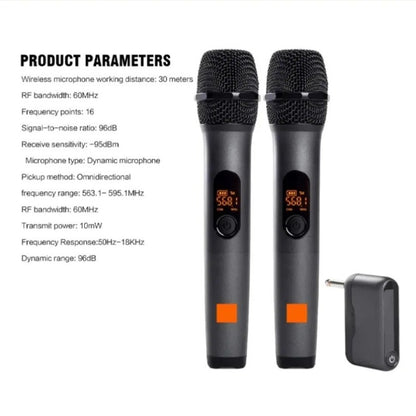 Microfone Sem Fio UHF 2 Canais Sistema de Karaokê Bateria de Lítio Embutida Microfone de Mão Sem Fio para Caixa de Som JBL Igreja Festa