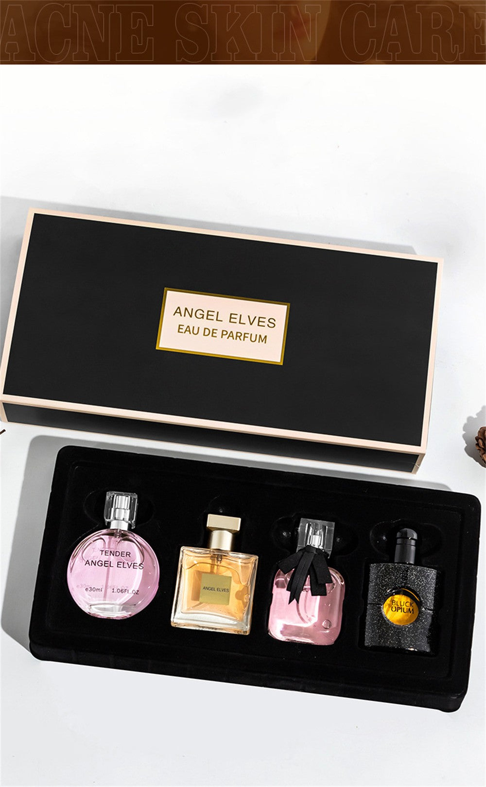Perfume Feminino de Alta Qualidade 120ml Conjunto de 4 Peças Perfumes Femininos com Caixa de Presente Parfum Femme Spray de Fragrância Duradoura com Aroma Floral Frutado