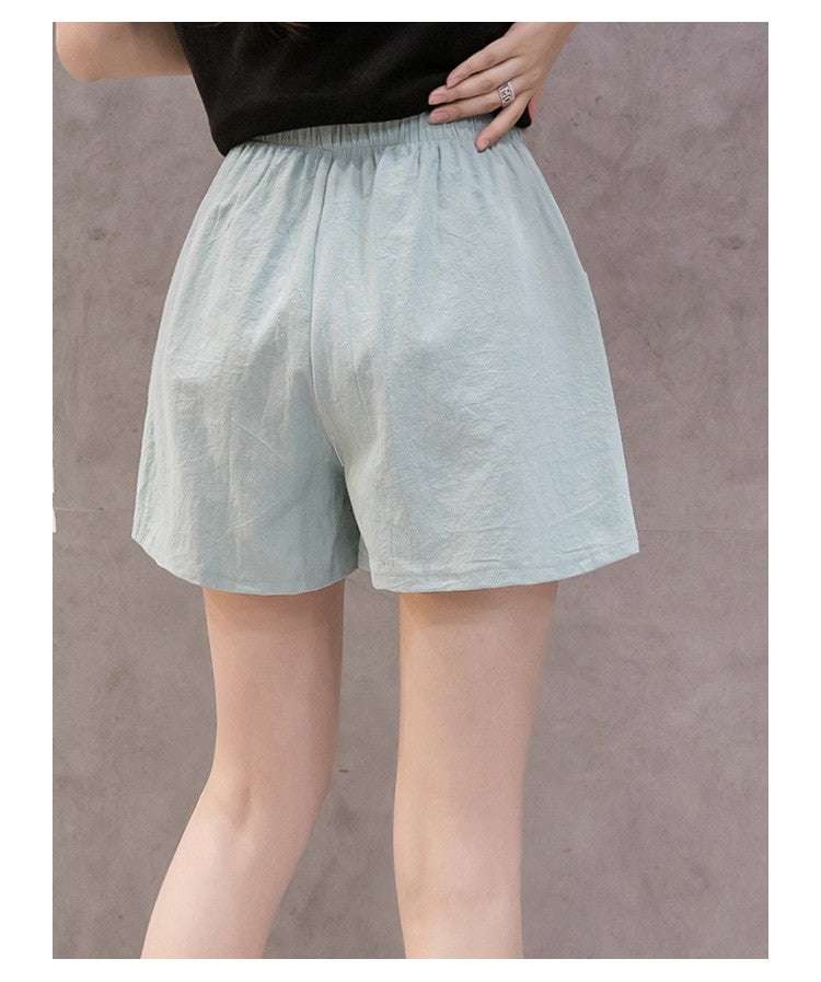 2024 Women Summer Cotton Shorts Casual Solid Pockets Basic Shorts Elastic Waist loose shorts Soft Cool female Outwear Shorts