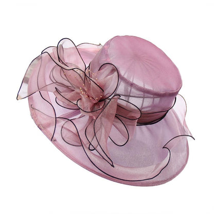 Chapéu Dobrável Feminino de Organza Floral para Igreja, Kentucky, Chá, Chapéu de Sol Elegante Fascinator para Cerimônia de Casamento Feminino