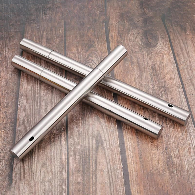 Stainless Steel Barbecue Skewer Storage Tube Charcoal Grill Skewer Flat BBQ Fork Kitchen Outdoor Camping Accessories Utensils