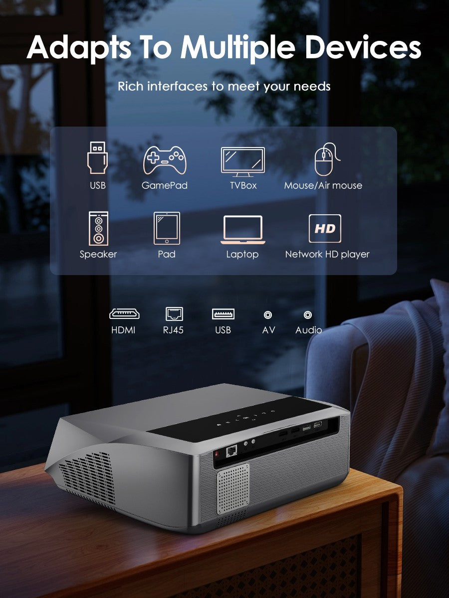 Projetor de home theater 4K 3500 ANSI foco automático Full HD Wi-Fi duplo 2.4+5G Android TV HDR projetor de vídeo filmes projetor diurno