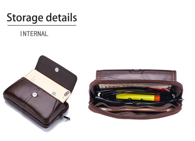 BULLCAPTAIN  MEN'S Leather BELT WAIST Bag Military Fanny PACK Molle Small Money Phone WAIST PACK Bum Pouch PURSE