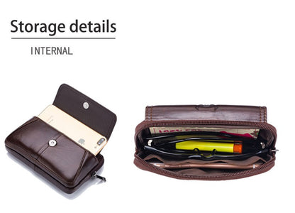 BULLCAPTAIN  MEN'S Leather BELT WAIST Bag Military Fanny PACK Molle Small Money Phone WAIST PACK Bum Pouch PURSE