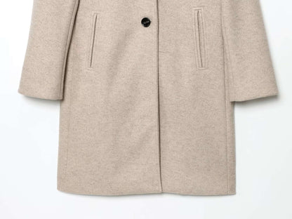 DiYiG WOMAN 2025 Autumn New Fashion Solid Color Woolen Coat Retro Long Sleeve Joker Button Coat Outerwear Mujer