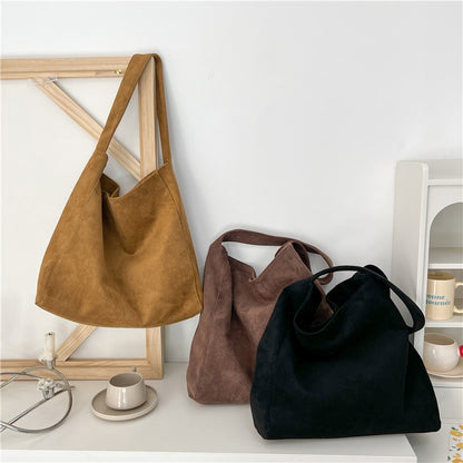 Autumn and winter new matte suede tote bag large capacity commuter casual shoulder bag fashionable versatile women's bag