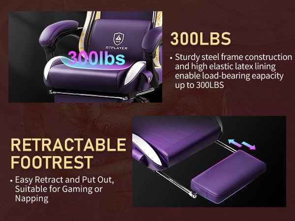 Cadeira Gamer GTPLAYER com Alto-falantes Bluetooth, Apoio para os Pés e Design Ergonômico, Cadeira de Escritório e para Videogame Série Dragão
