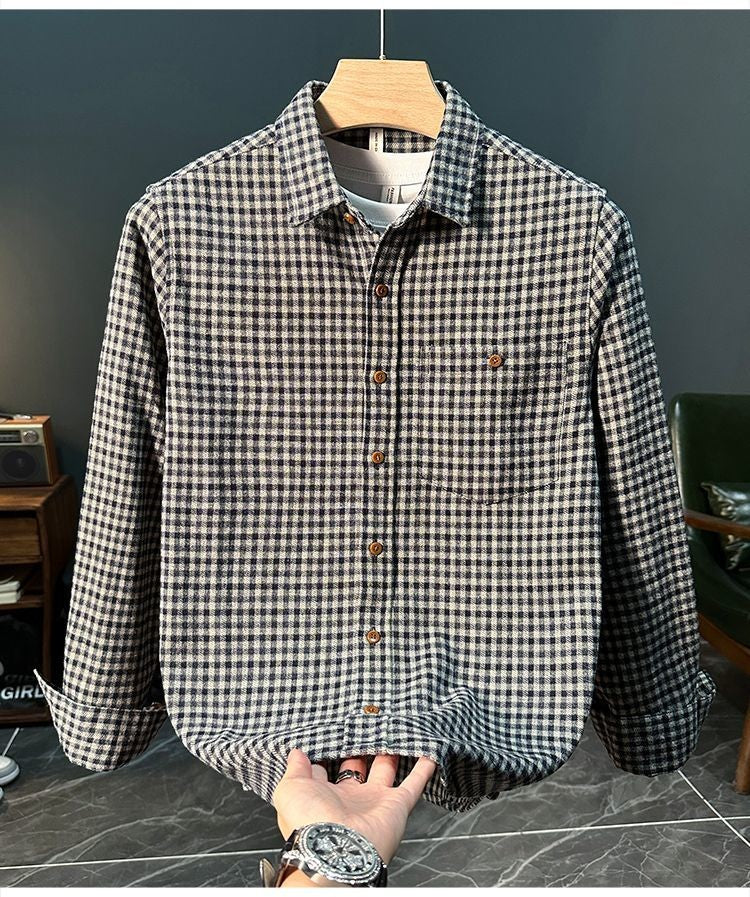 Retro Trendy Plaid Long Sleeve Shirt Autumn and Winter Fashion Jacket Versatile Casual Shirt 2025 New Loose Men's Clothing