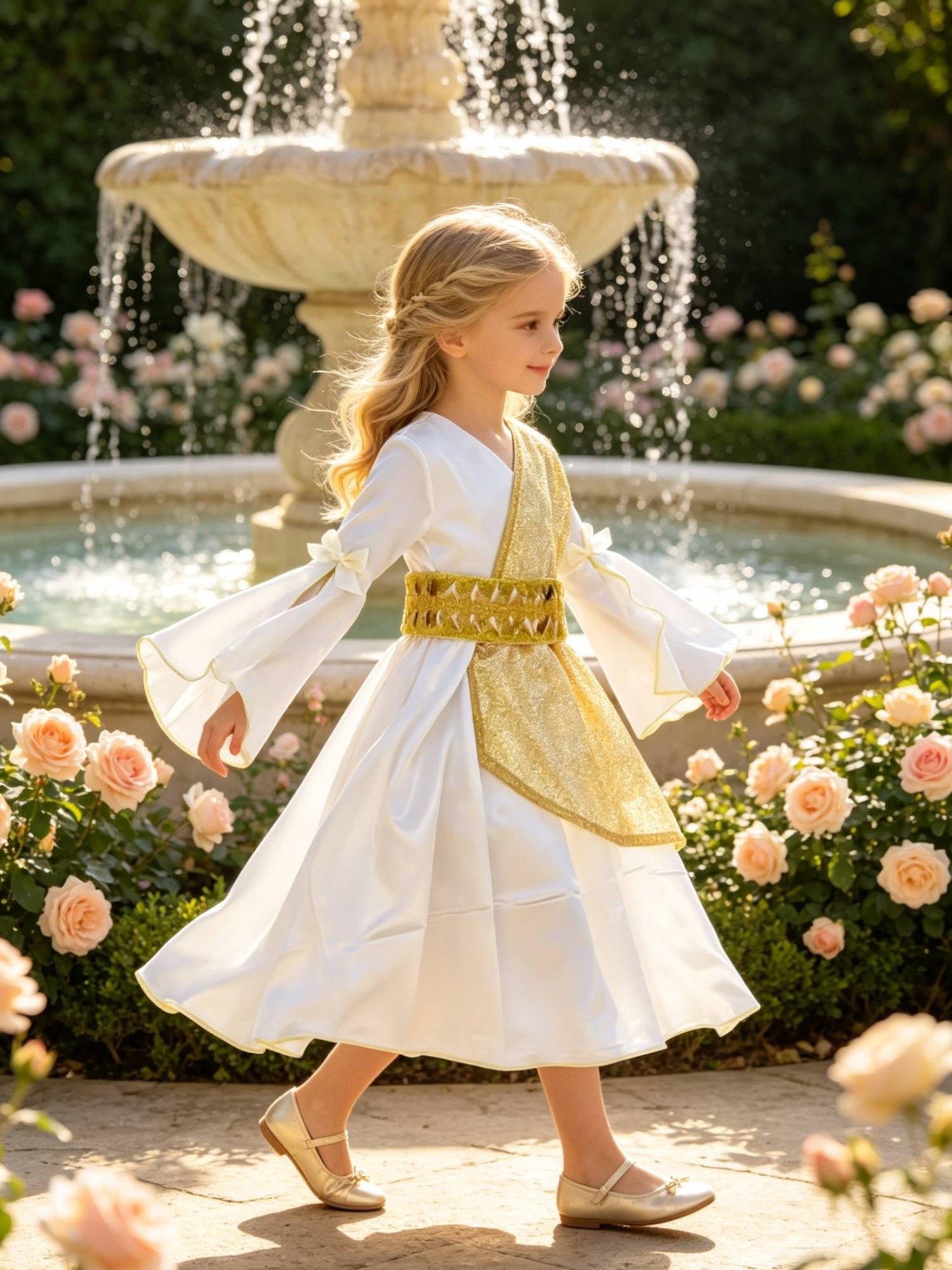 Kids Ancient Greek Goddess Long Dress Children Mythology Cosplay Costume