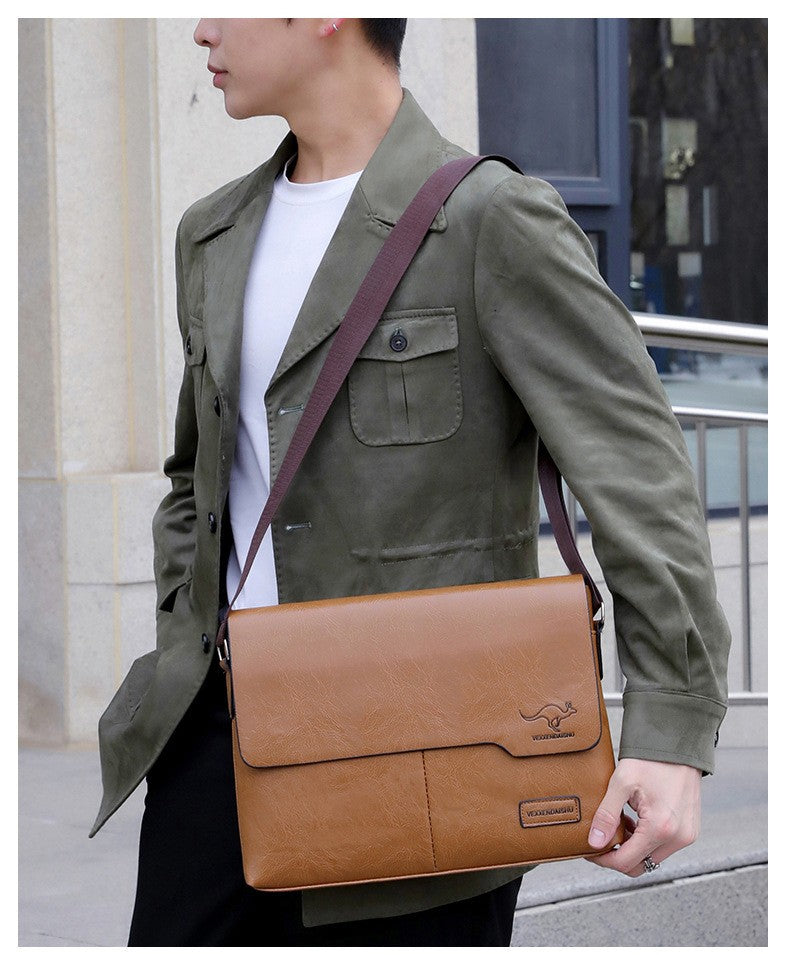 Business Shoulder Bag For IPAD PU Leather Business Handbag Men Messenger Bag Large Side Sling Bag Fashion Man Crossbody Bag