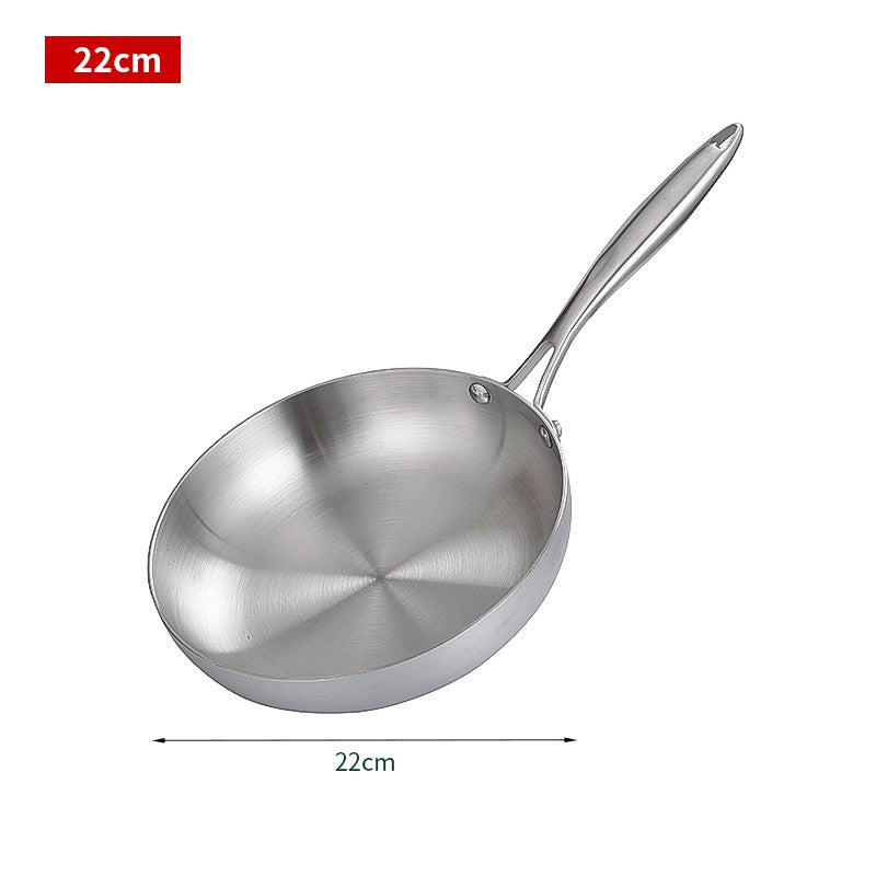 Panela de Aço Inoxidável 304 Antiaderente Frigideira Bife Panela de Cozinha Não Revestida para Fogão a Gás e Fogão de Indução