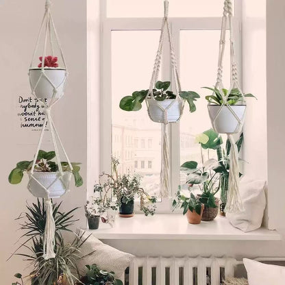 Hanging Plant Handmade Macrame Plant Hanger Flower Pot Planter Hanger Wall Decor Courtyard Garden Hanging Planter Hanging Basket