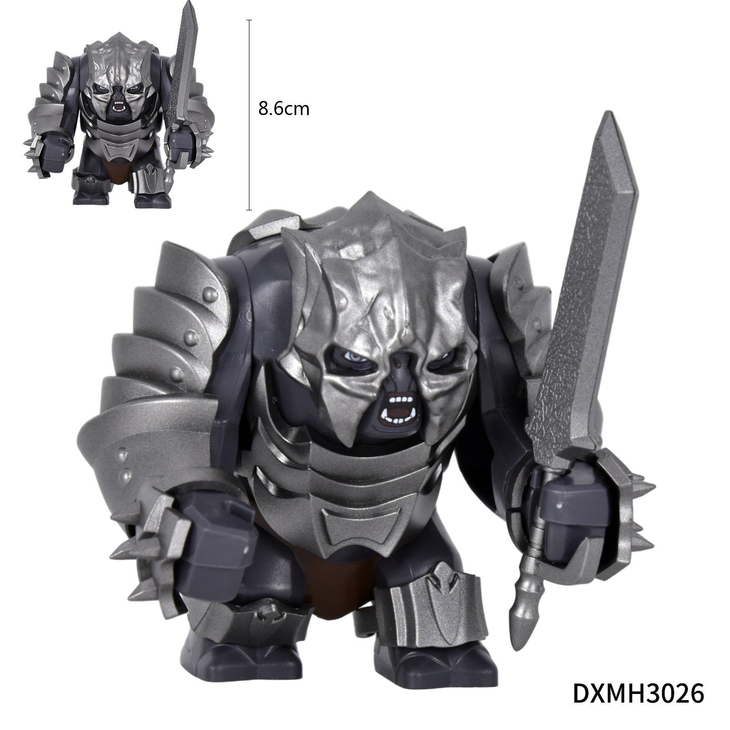 Medieval Cave Troll Building Blocks Weathered Rust Armor Rich Accessories Large Posable Brick Figure Fantasy Collectible Toy