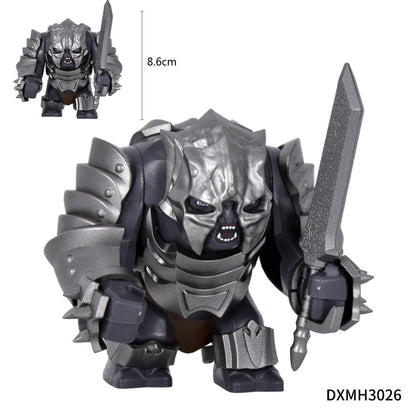 Medieval Cave Troll Building Blocks Weathered Rust Armor Rich Accessories Large Posable Brick Figure Fantasy Collectible Toy
