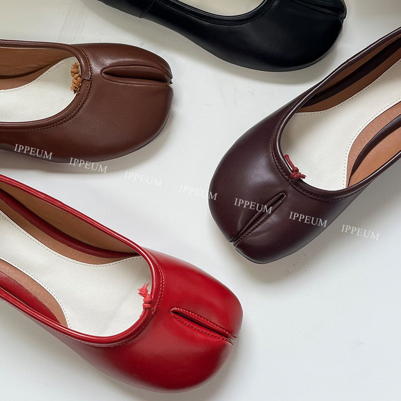 IPPEUM Tabis Shoes Black Ballets Flats Split Toe Women Mary Janes Plus Size 44 Dress Loafers Ballerina Zapato Mujer