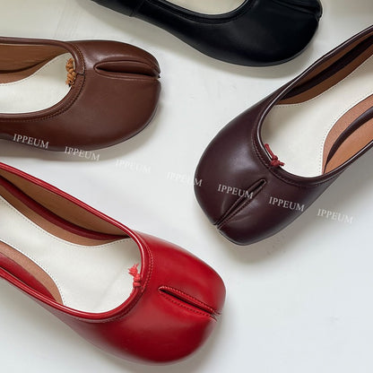 IPPEUM Tabis Shoes Black Ballets Flats Split Toe Women Mary Janes Plus Size 44 Dress Loafers Ballerina Zapato Mujer