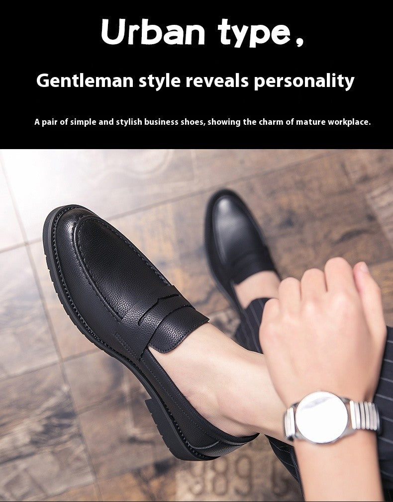 New soft leather breathable leather shoes men Europe station casual British style youth loafers with business bean shoes