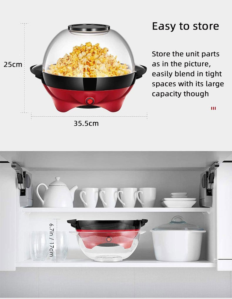 Máquina de pipoca elétrica doméstica 850W máquina de pipoca quente automática pipoqueira caseira DIY Popcorn Movie Snack Sonifer Popper