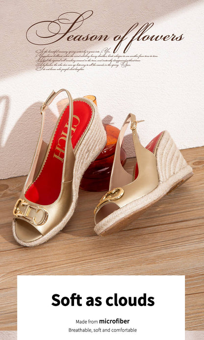 CHCH Women's Sandals Summer New Wedge Fish Mouth High Heel Open Toe Platform Summer Formal Shoes 8.5cm