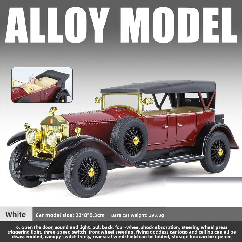 Simulação 1:24 Phantom Vintage Car Liga Modelo de Carro Coleção Enfeites Luz de Som Puxar para Trás Menino Presente Miniatura de Luz de Som