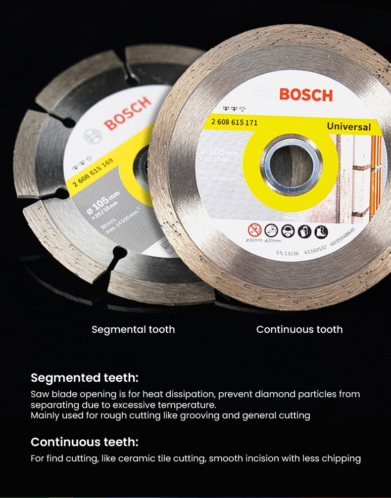 Bosch Discos de Corte Diamantados Universais Lâminas de Serra Circular de Mármore para Cortar Pedra Concreto Reforçado Rodas de 105/110/125/180mm