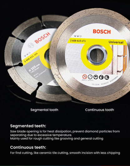 Bosch Discos de Corte Diamantados Universais Lâminas de Serra Circular de Mármore para Cortar Pedra Concreto Reforçado Rodas de 105/110/125/180mm