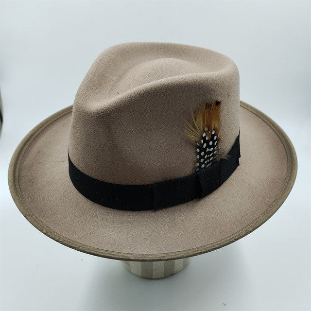 Men's fedora hat Men's and women's universal solid color fedora hat Women's 21 color wide brim jazz hat Autumn and winter Britis