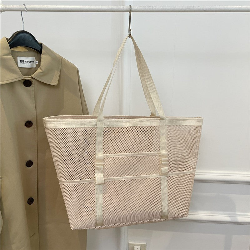 Multipocket Summer Large Beach Bag For Towels Mesh Durable Beach Bag For Toys Waterproof Underwear Pocket Beach Tote Bag