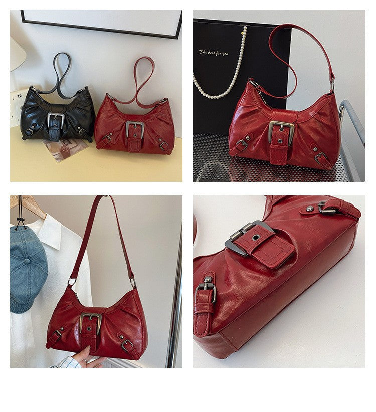 2025 Large Capacity Pleated New Retro Commuter Temperament Locomotive Do Old Style Underarm Shoulder Bag Women
