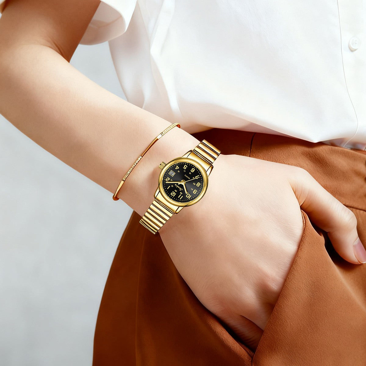 SUNKTA elegant Women's Watch 12/24 waterproof calendar women's quartz wrist watch fashion ladies vintage watches reloj de mujer