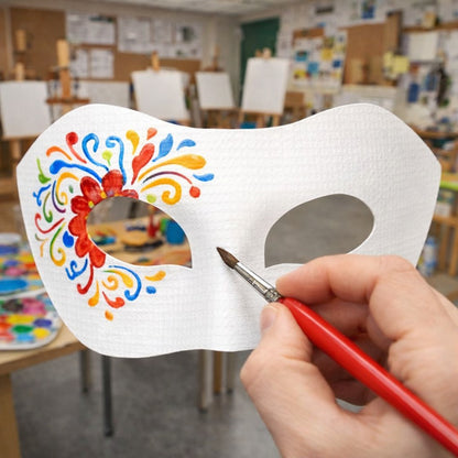 5 Pcs DIY Blank Half Face Masquerade Mask, Unpainted White Venetian Mask for Kids Adults Art Craft Halloween Costume Decoration