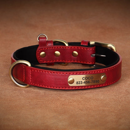 Coleira de Cachorro Personalizada com Gravação Grátis em Couro PU para Cães Pequenos, Médios e Grandes