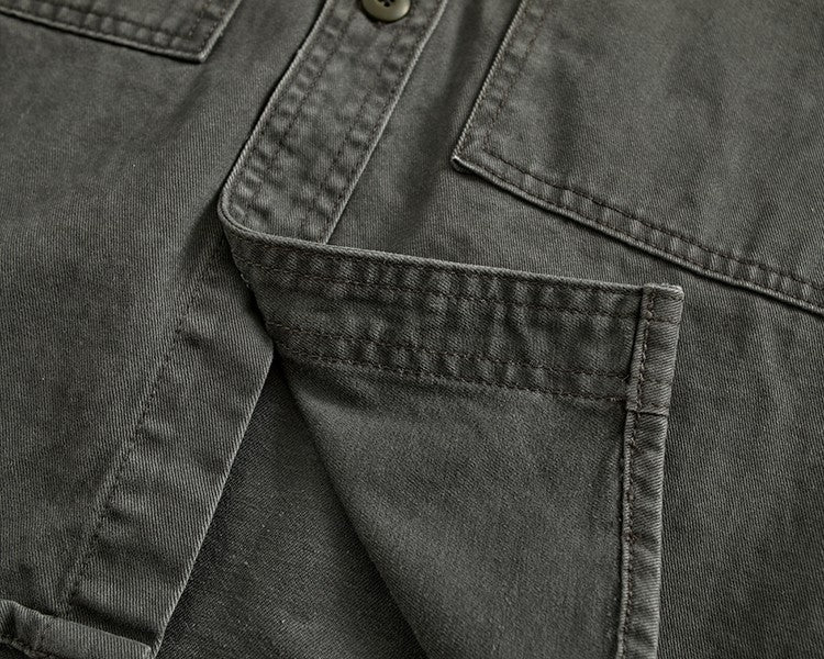 Heavy cargo shirt for men retro shirt for men pure cotton wash to do old loose casual long-sleeved coat for men