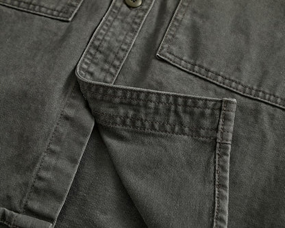 Heavy cargo shirt for men retro shirt for men pure cotton wash to do old loose casual long-sleeved coat for men