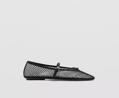 Mesh Summer Ballet Flats Shoes Women Buckle Strap Breathable 2025 New Flats Shoes Ladies Black Mary Janes Footwear Loafers