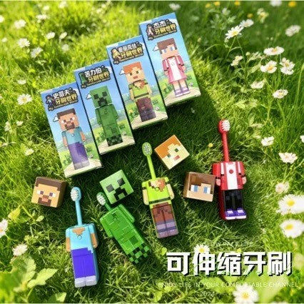 **Anime my world Scalable Toothbrush Cute MC Figures Transformable Soft Bristled Toothbrush Fine Bristled Gifts//