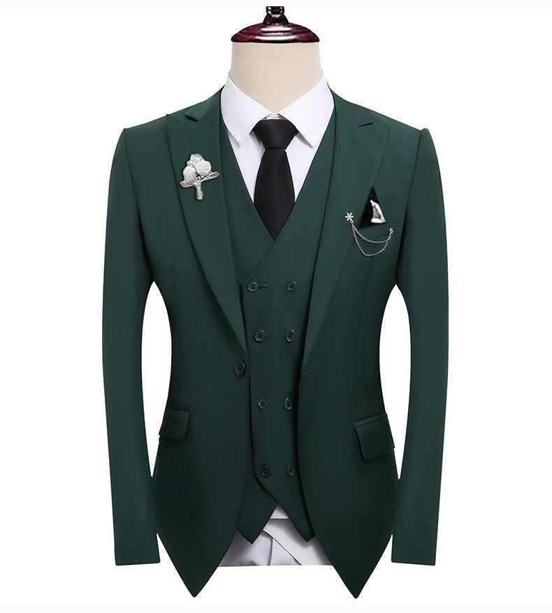 High Quality Classic Men Suit Tuxedo Peak Lapel Groomsmen Wedding Suits Set 3 Pieces(Jacket+Pants+Vest)Fashion Men Business Suit