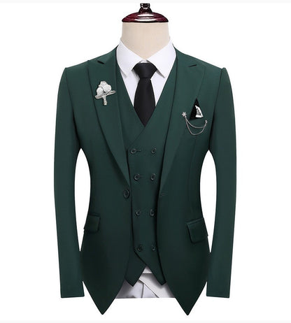 High Quality Classic Men Suit Tuxedo Peak Lapel Groomsmen Wedding Suits Set 3 Pieces(Jacket+Pants+Vest)Fashion Men Business Suit