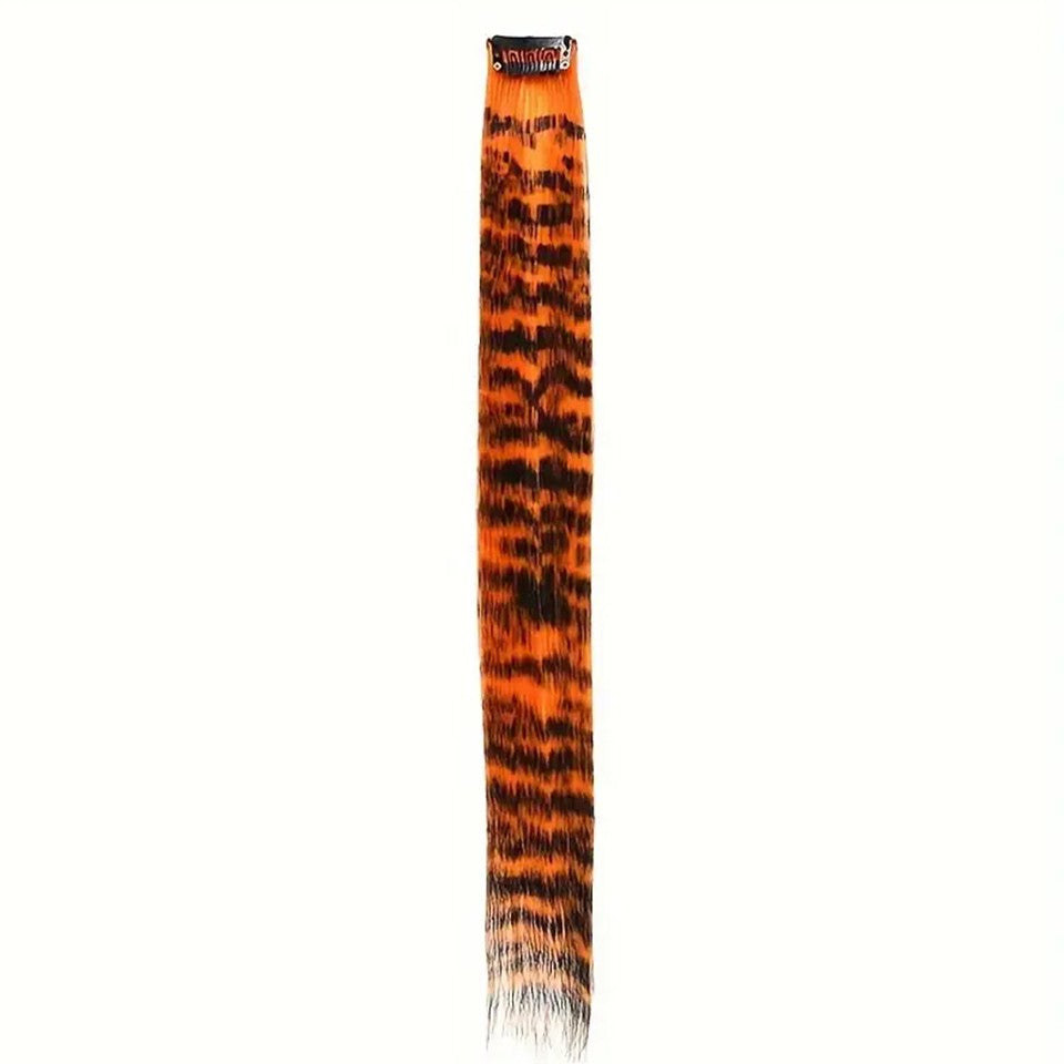 Synthetic Feather Hair Extension Colorful Fake Hair Clip In One Piece Hairpiece For Women Cosplay Party Y2K Style