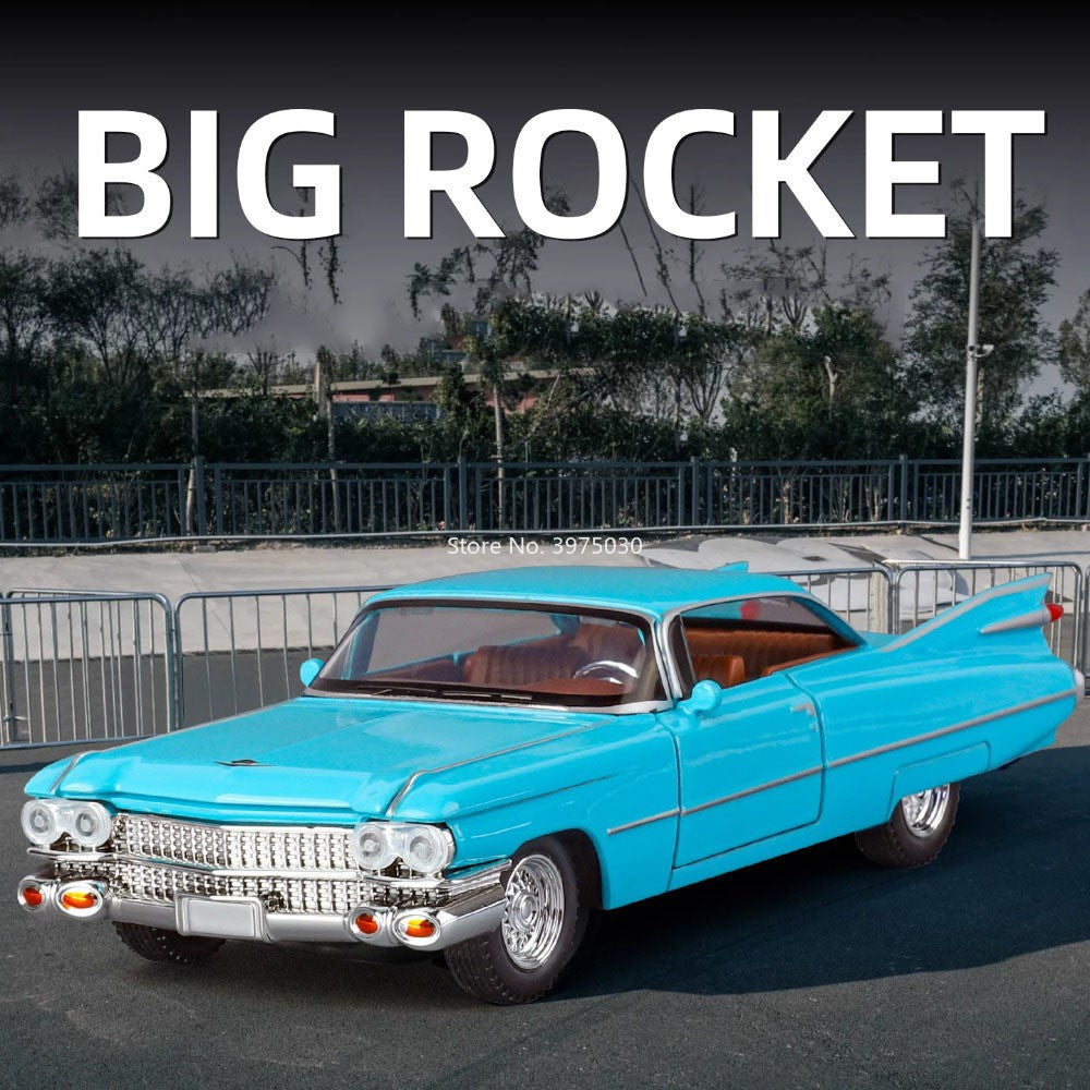 1:32 Escala Cadillac Eldorado Carros Brinquedo Modelos Pneus de Borracha com Luz Música Veículos Roda Puxar para Trás Miniatura de Carro Enfeite