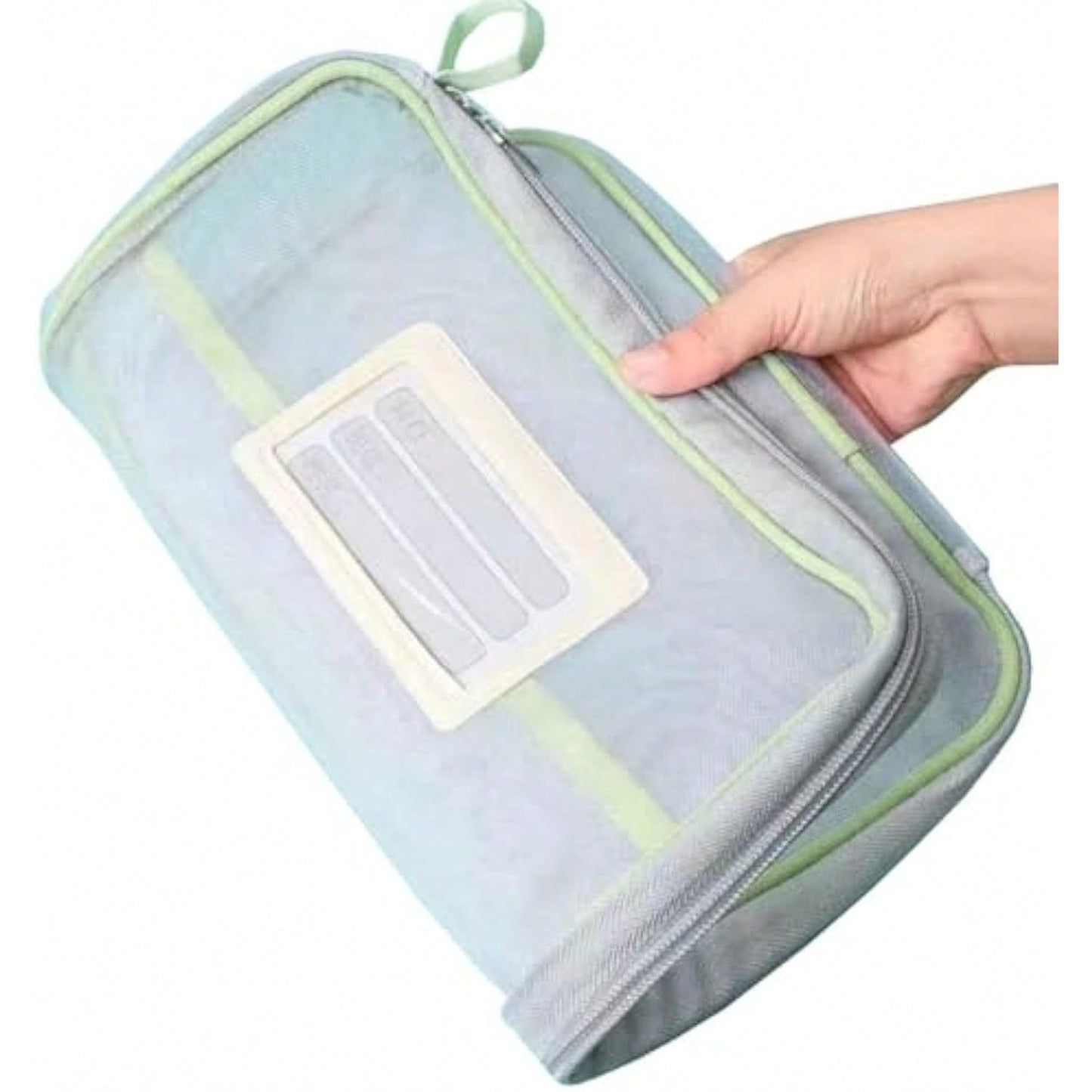 Organizador de Arquivos de Malha com Zíper Transparente, Design Ergonômico para Armazenamento em Escolas, Escritórios e Casas