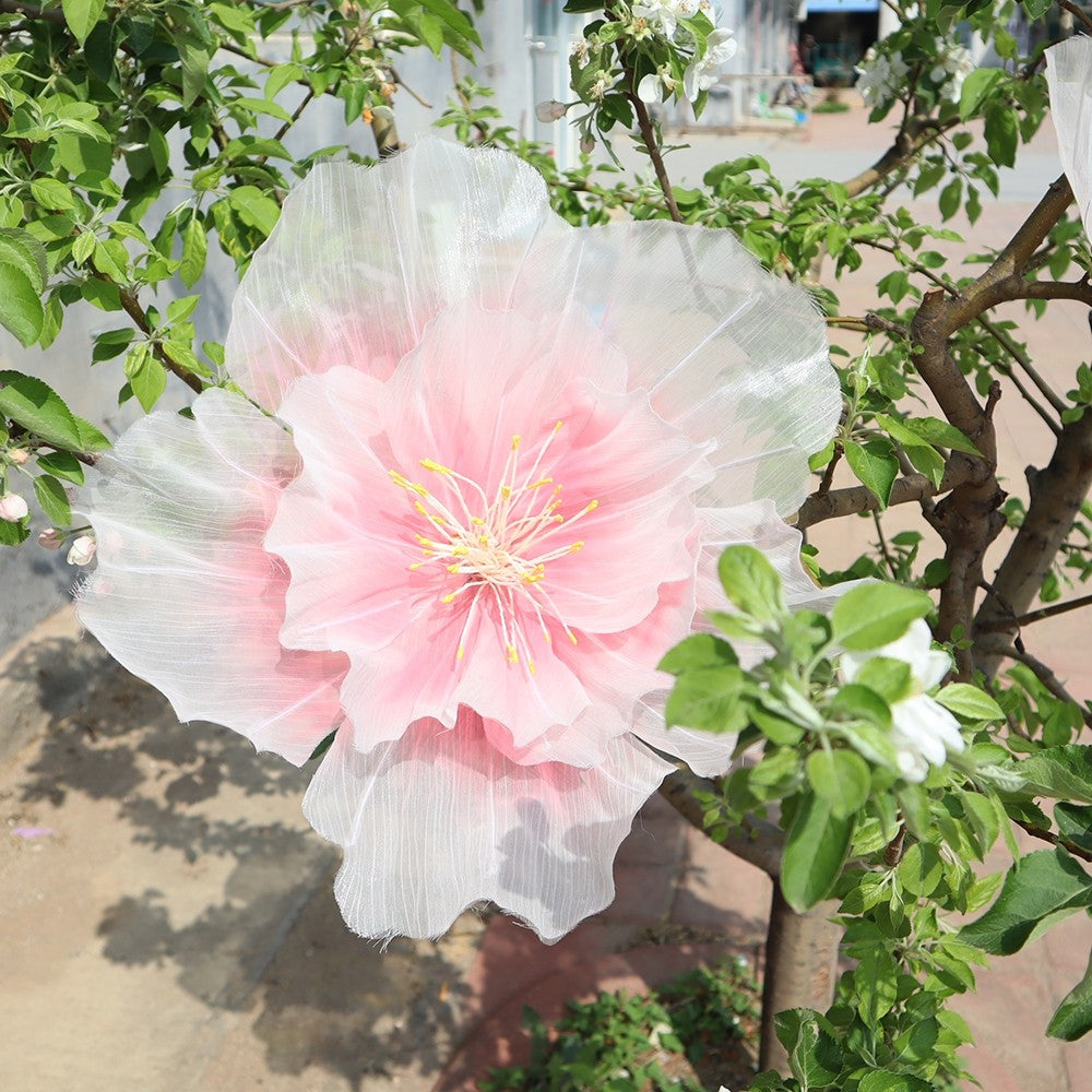 30/40/50cm Artificial Peach Blossoms Giant Gauze 3D Fluffy Petals Large Flower Head Floor Display Wedding Landscaping