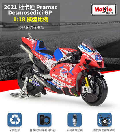 Maisto 1:18 2021 GP Racing Ducati Pramac Racing Veículos Die Cast Colecionáveis Modelo de Moto Brinquedos