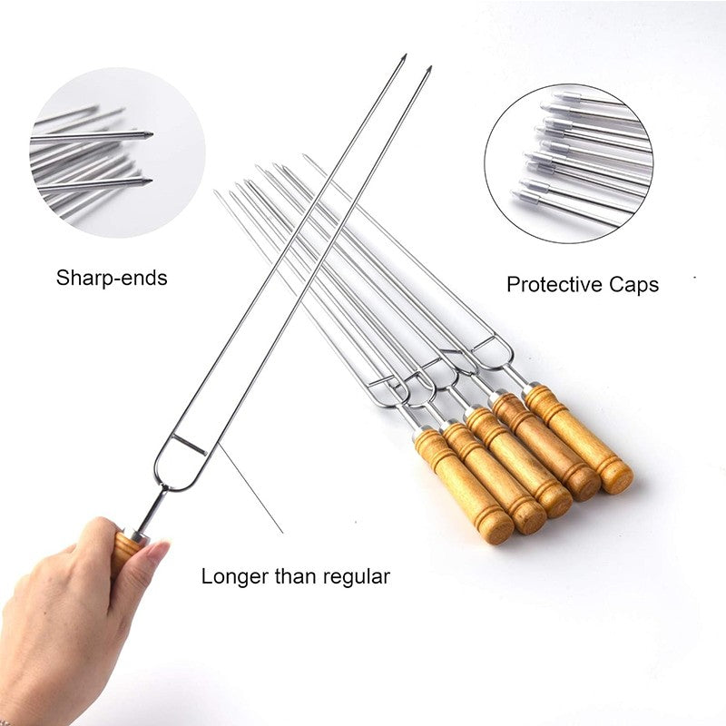 5pcs/10pcs/20pcs Stainless Steel U-Shaped Barbecue Brazing Fork Needle Grilling Skewers Double Prong BBQ Tools BBQgrill outdoor