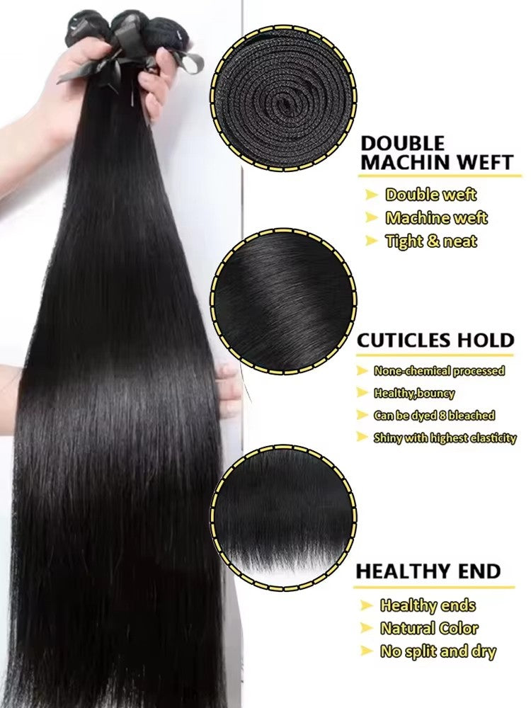 30 32 Polegadas Lisos 16A Cachos 1 3 4 Pacotes Cabelo 100% Humano Cabelo Brasileiro Tecer Extensões de Cabelo Virgem Cabelo Cru